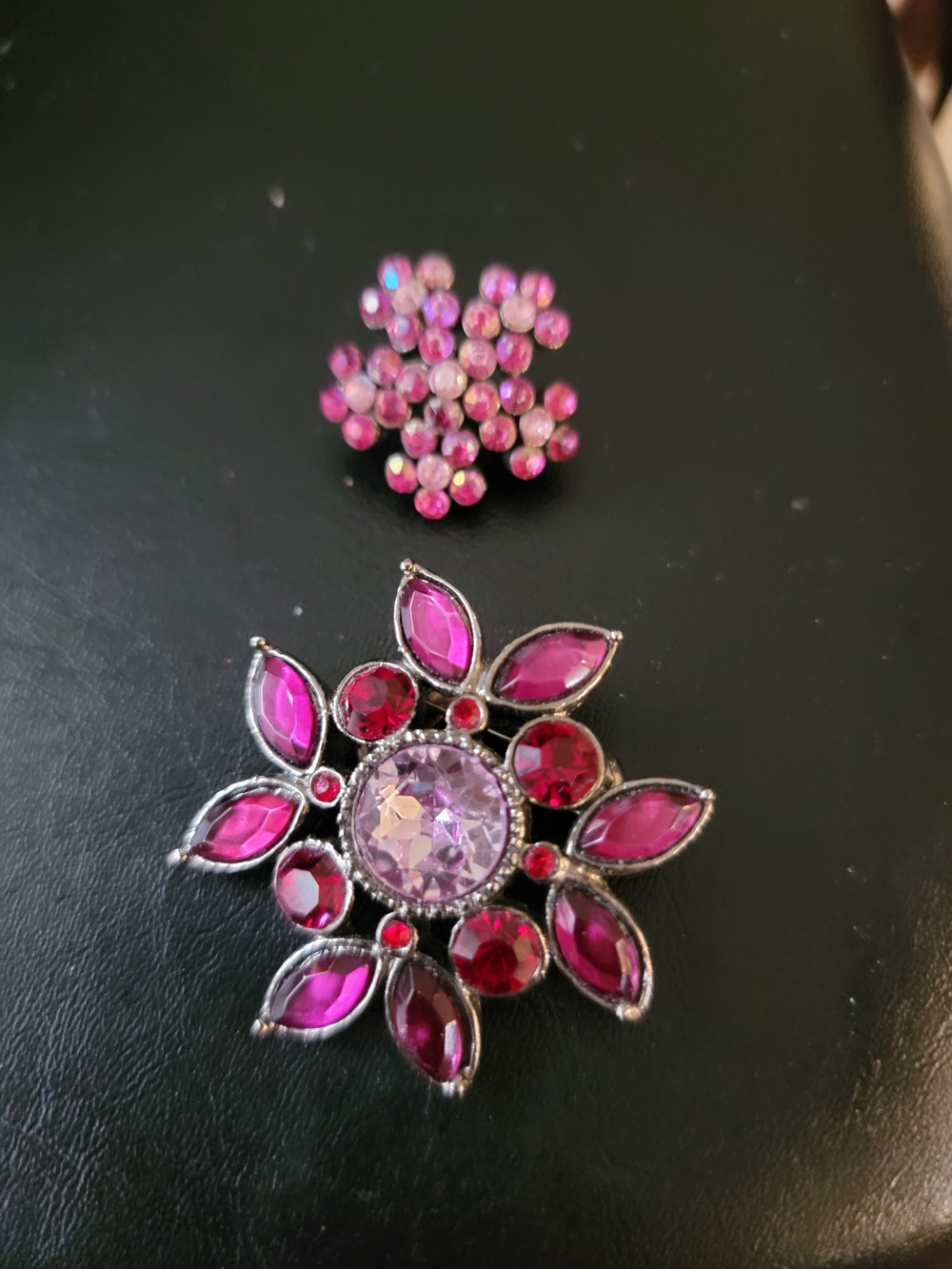 Pink Floral Crystal Brooches